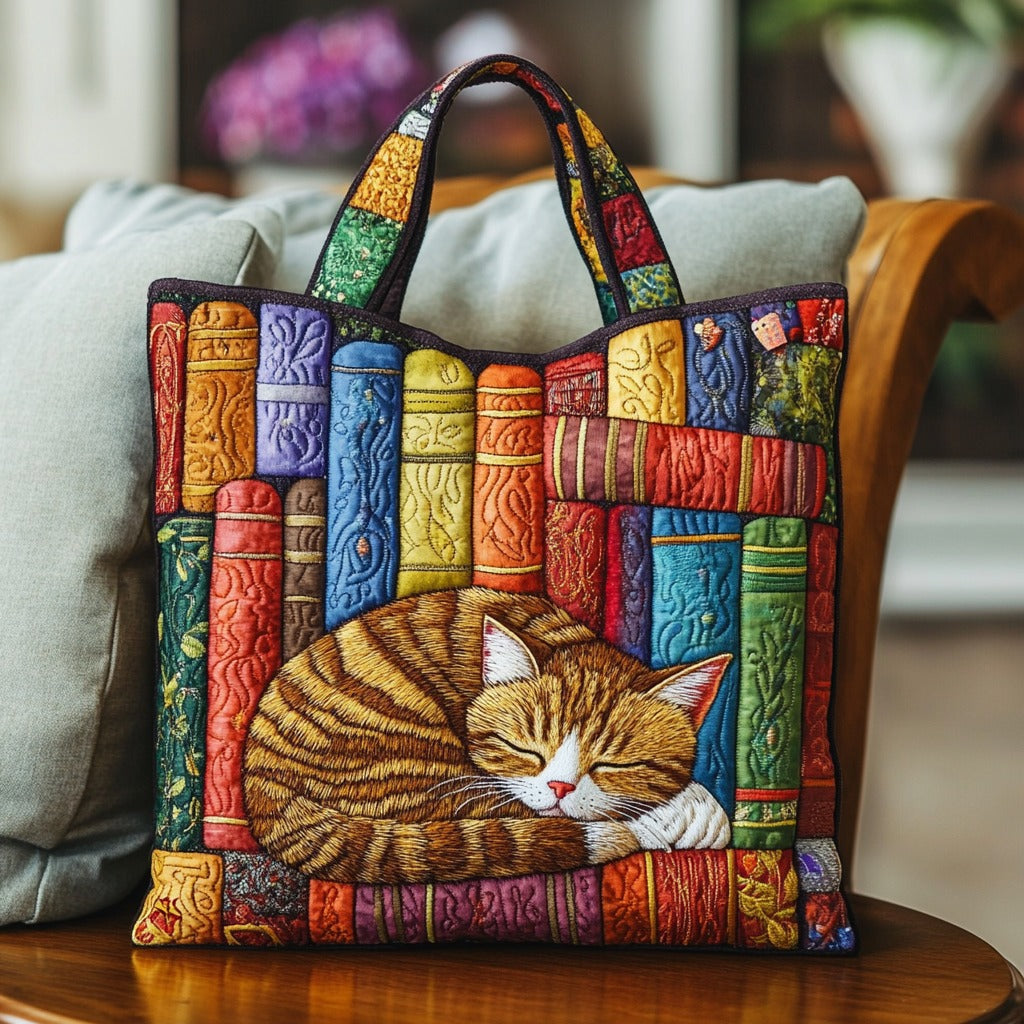 Kat in de oude bibliotheek — gewatteerde shopper