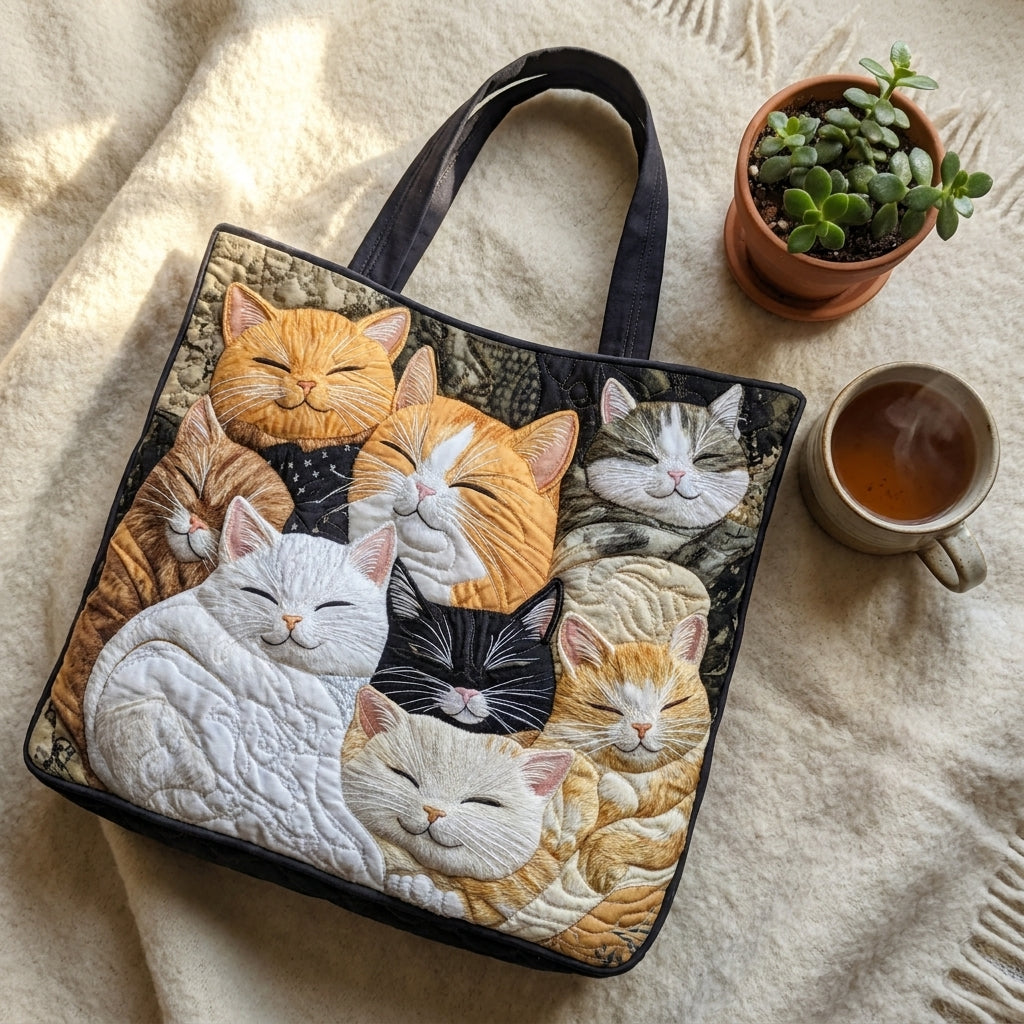 Slapende kittens — ambachtelijke gewatteerde tas