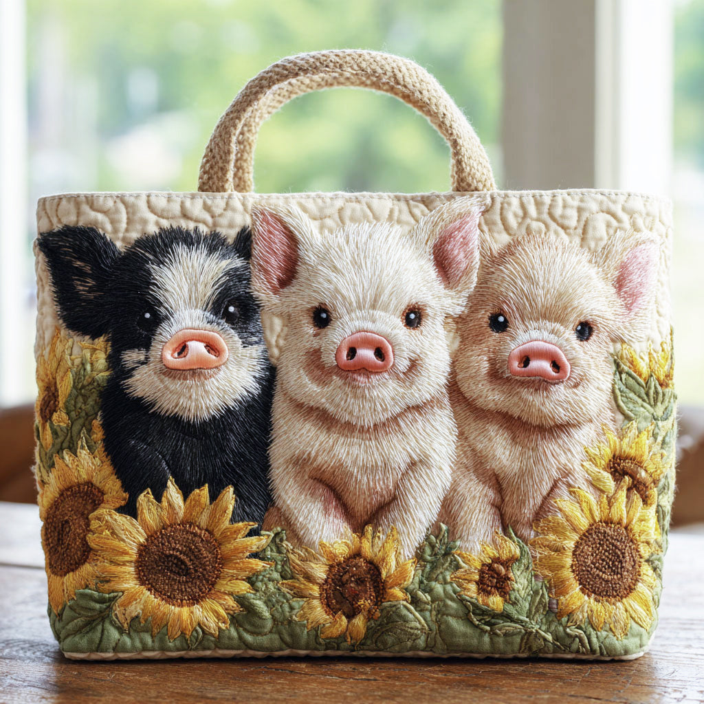 Zonnebloemvarken — gewatteerde shopper