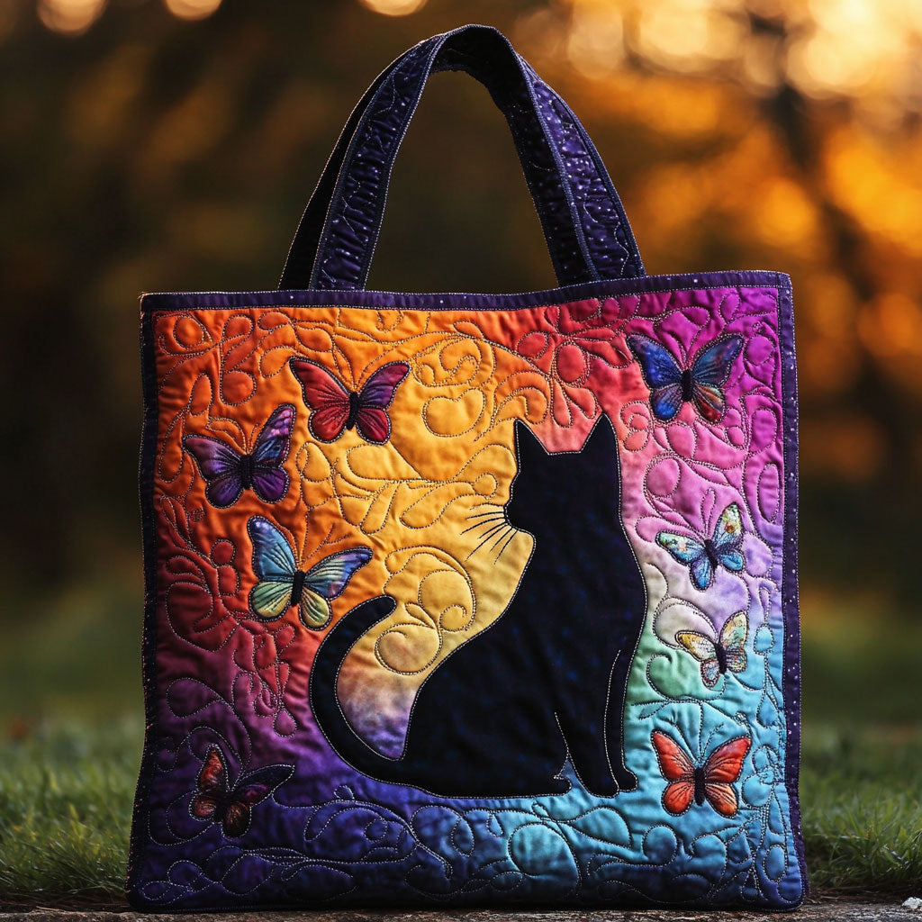 Kat met maanhalo — gewatteerde shopper