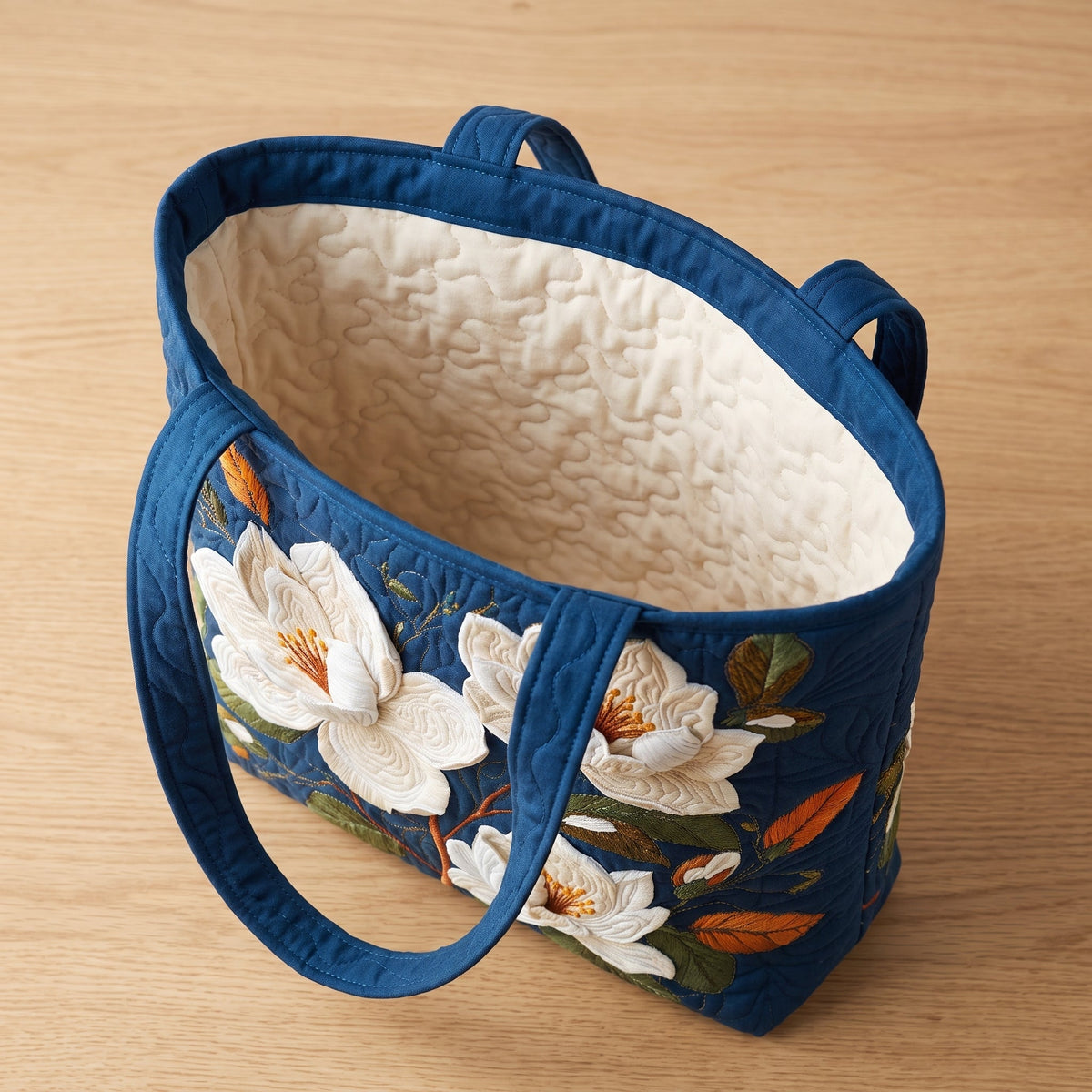 Tere magnolia — ambachtelijke gewatteerde tas