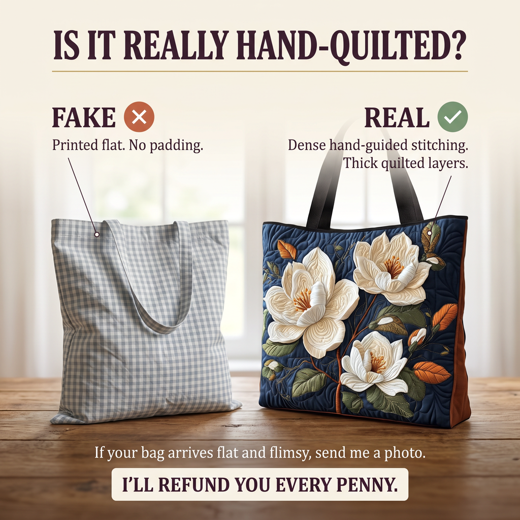 Tere magnolia — ambachtelijke gewatteerde tas