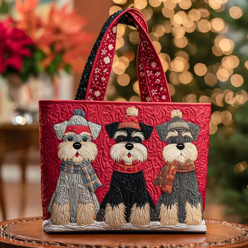 Trio schnauzers — ambachtelijke gewatteerde tas