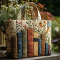 Boeken en bloemen — ambachtelijke gewatteerde tas