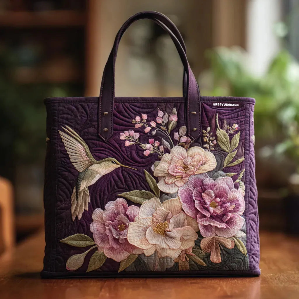Kolibries en orchideeën — ambachtelijke gewatteerde tas
