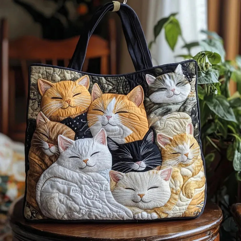 Slapende kittens — ambachtelijke gewatteerde tas