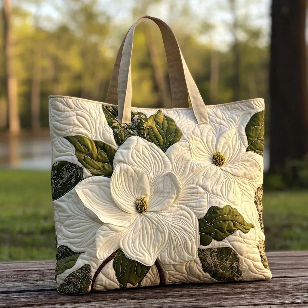 Elegante witte lelies — ambachtelijke gewatteerde tas