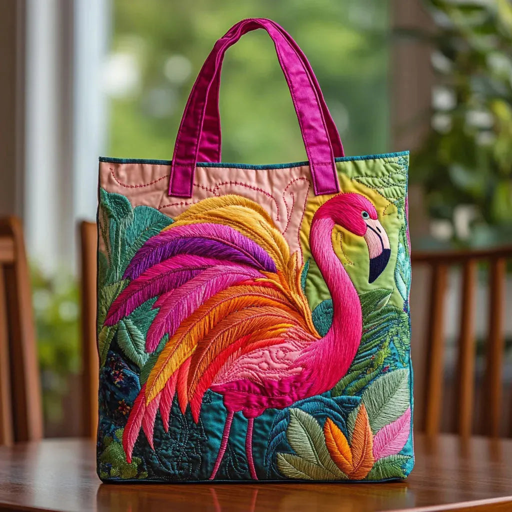 Regenboogflamingo — ambachtelijke gewatteerde tas