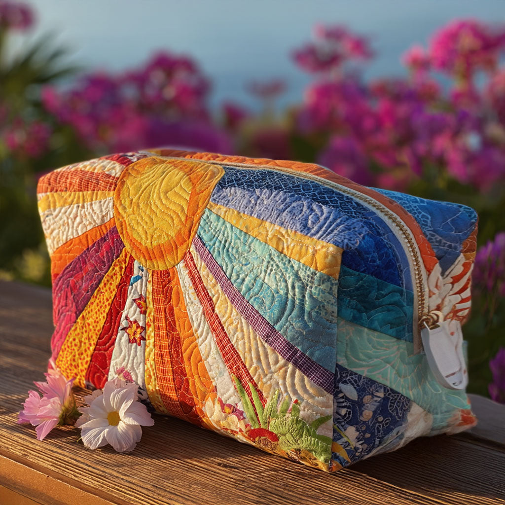 Boho zonnestralen — gewatteerde make-uptas