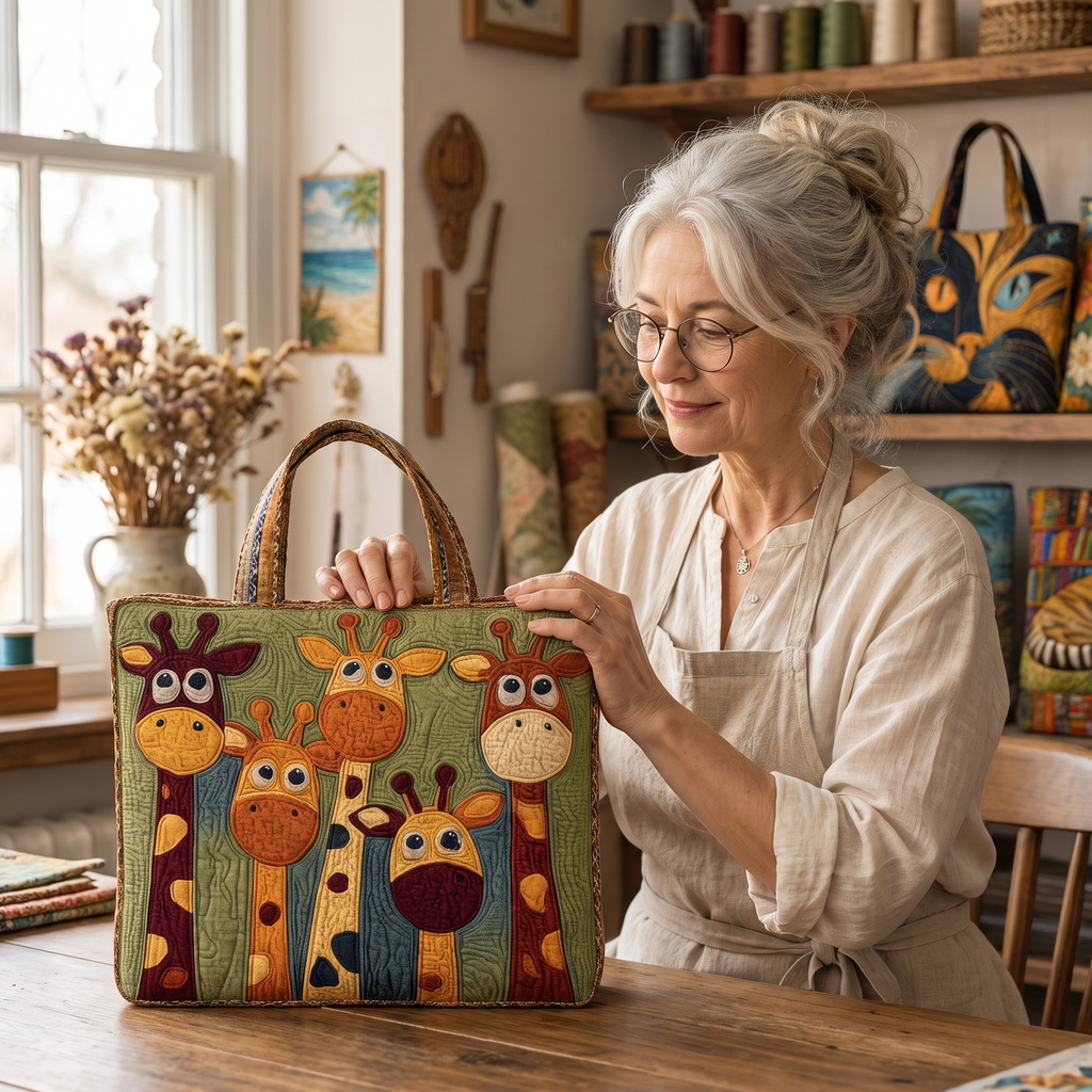 Giraffe — ambachtelijke gewatteerde tas