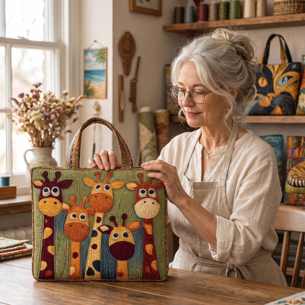 Giraffe — ambachtelijke gewatteerde tas