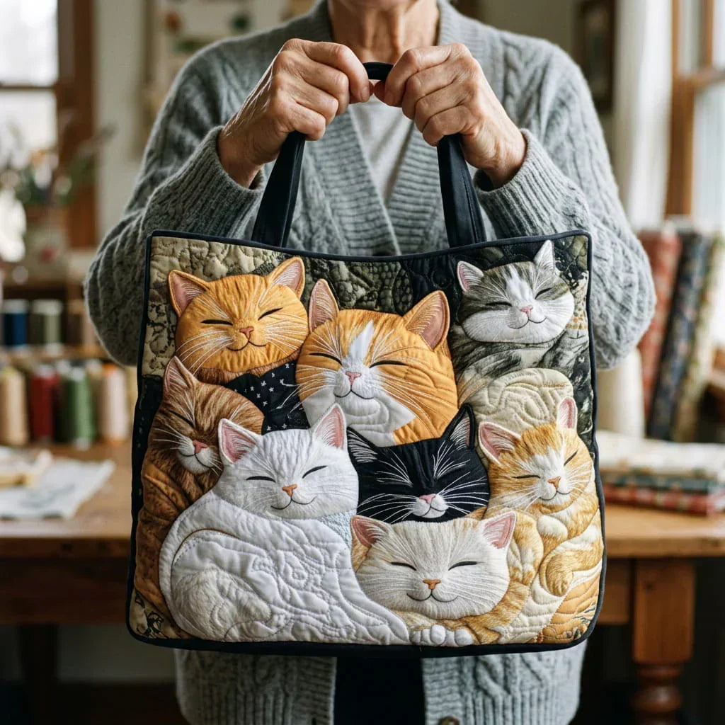 Slapende kittens — ambachtelijke gewatteerde tas