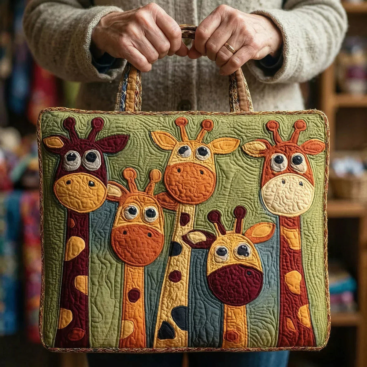 Giraffe — ambachtelijke gewatteerde tas