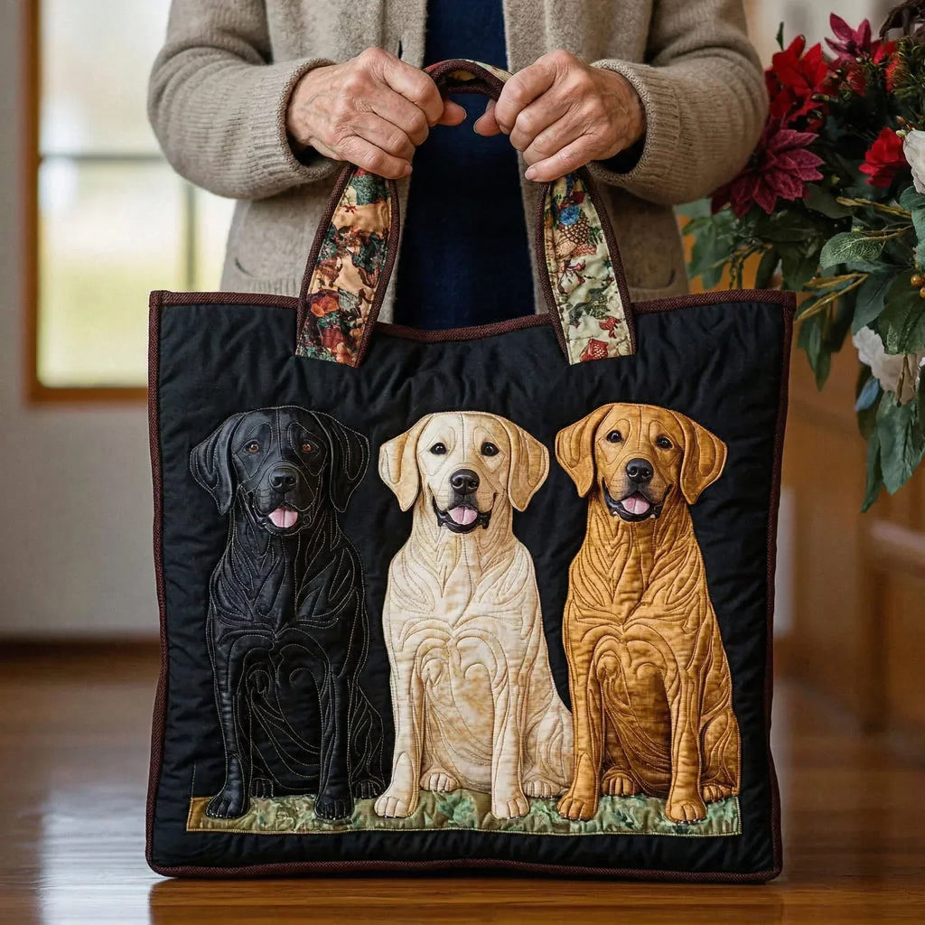 Drie labradors — ambachtelijke gewatteerde tas
