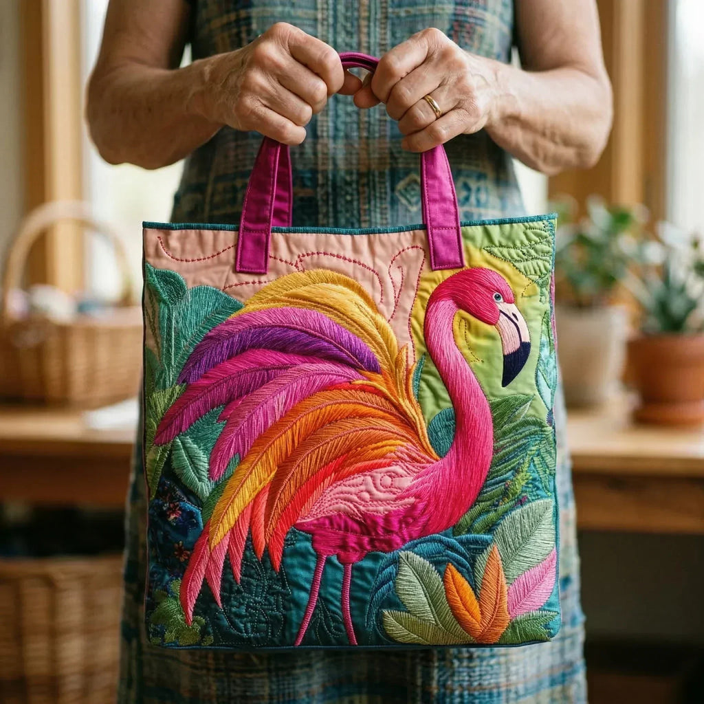 Regenboogflamingo — ambachtelijke gewatteerde tas