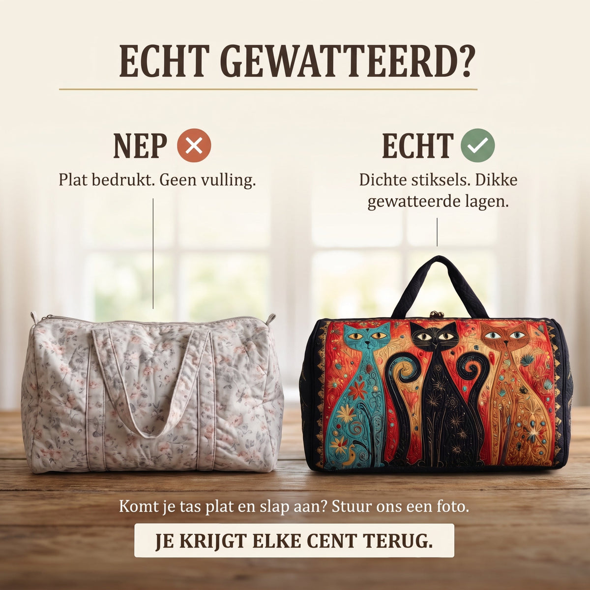 betoverd kattentrio gewatteerde weekendtas