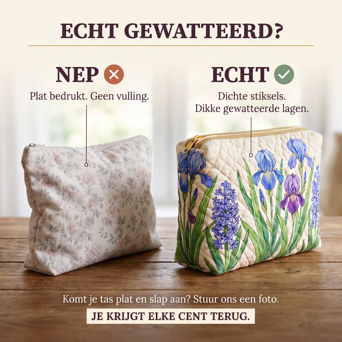 bloem van licht gewatteerde make uptas