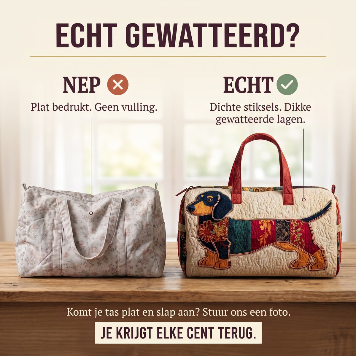 gevlekt hondje gewatteerde weekendtas