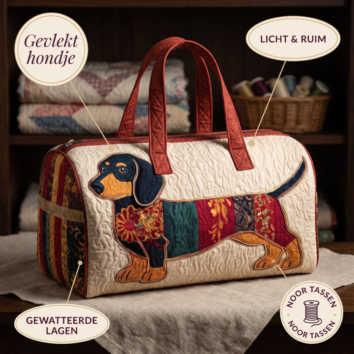 gevlekt hondje gewatteerde weekendtas