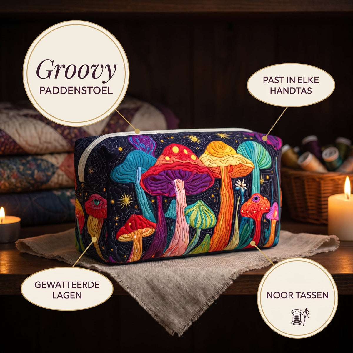 groovy paddenstoel gewatteerde make uptas