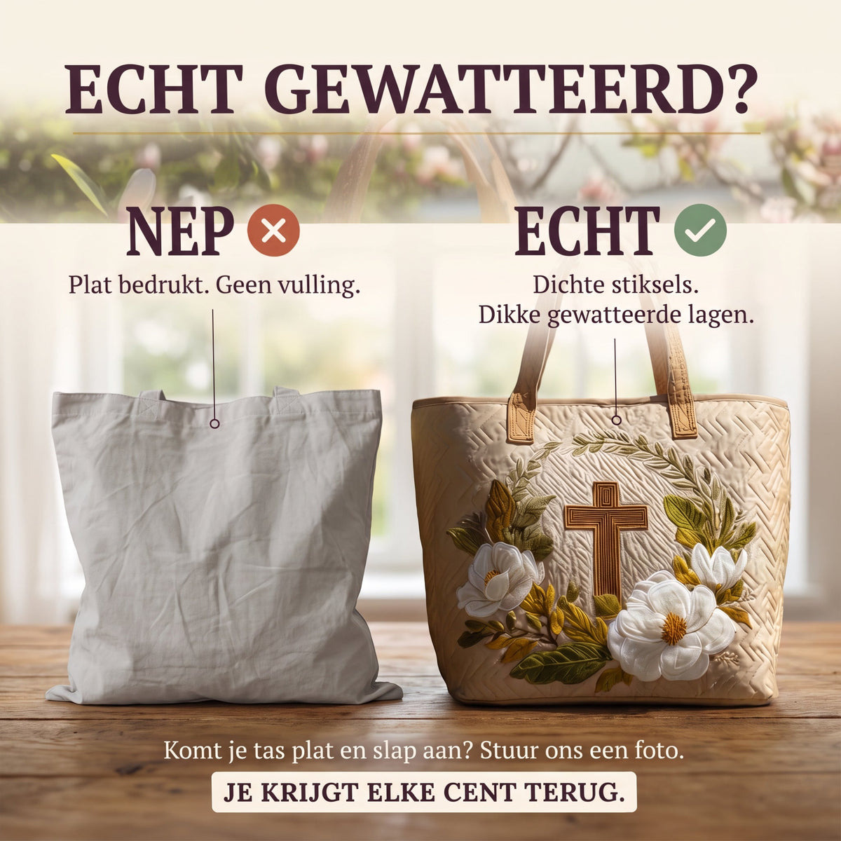 heilig kruis ambachtelijke gewatteerde tas