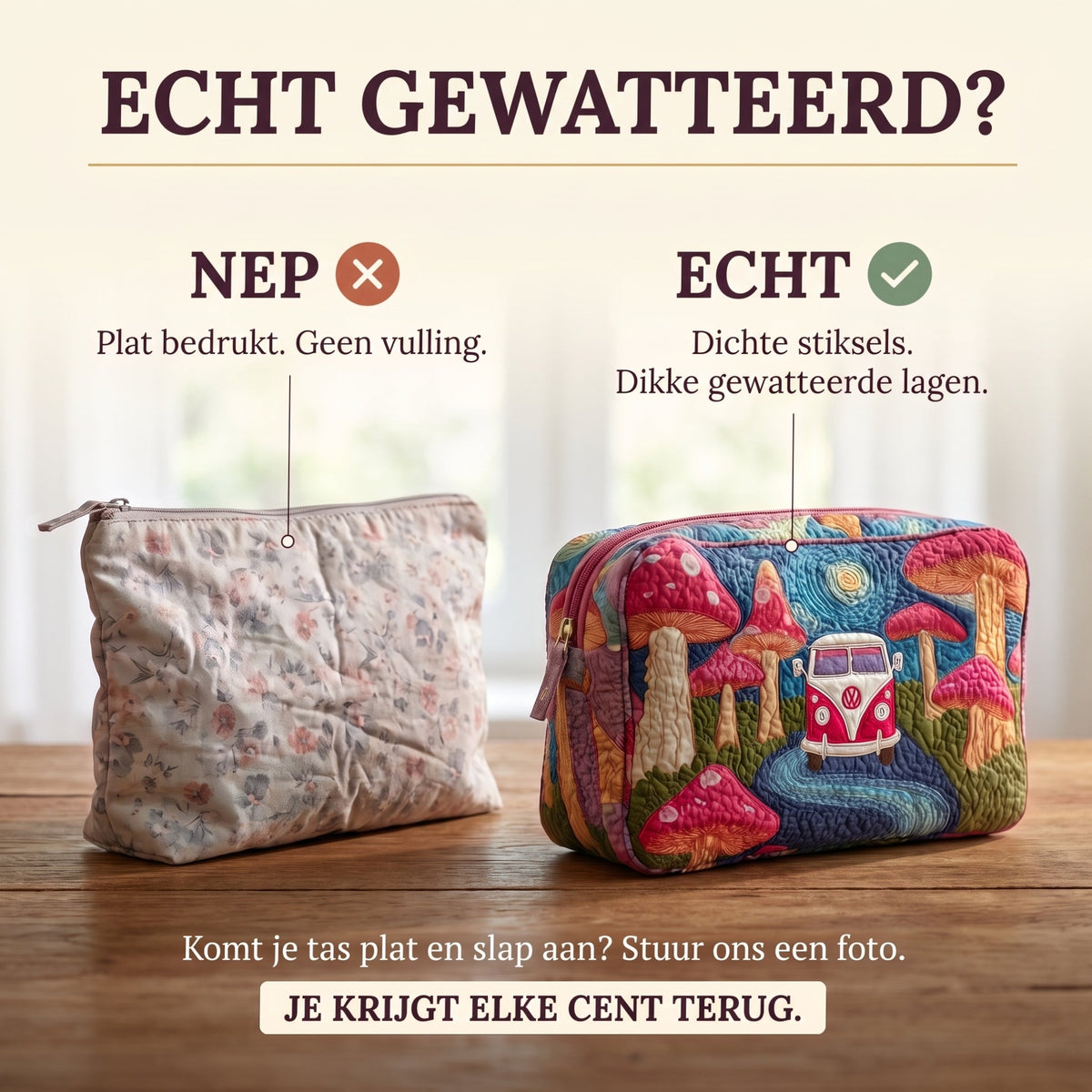 kosmische hippiedroom gewatteerde make uptas