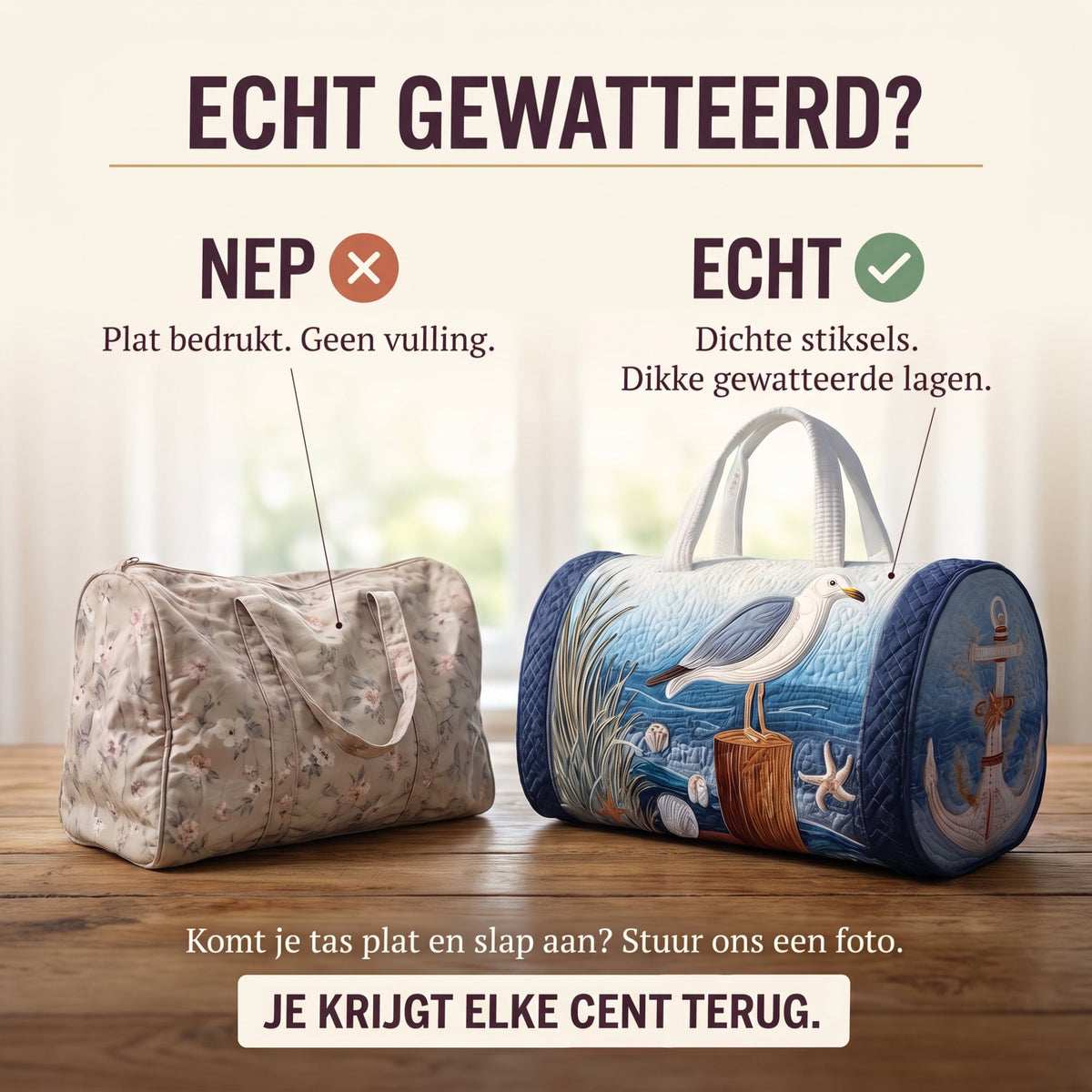 meeuw aan de kust gewatteerde weekendtas
