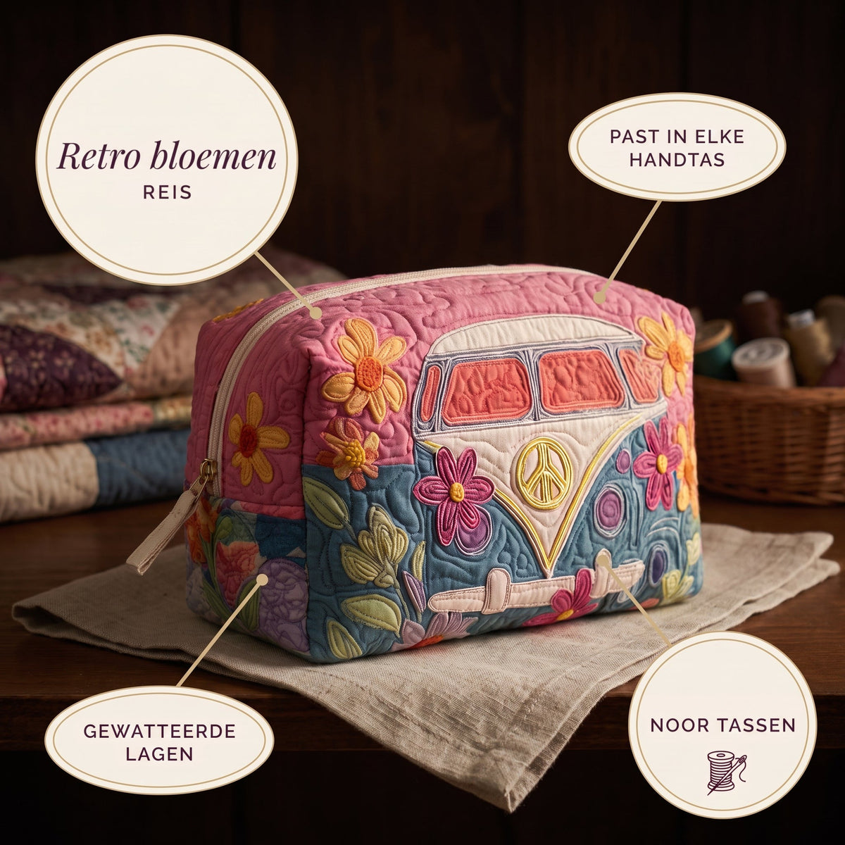 retro bloemenreis gewatteerde make uptas