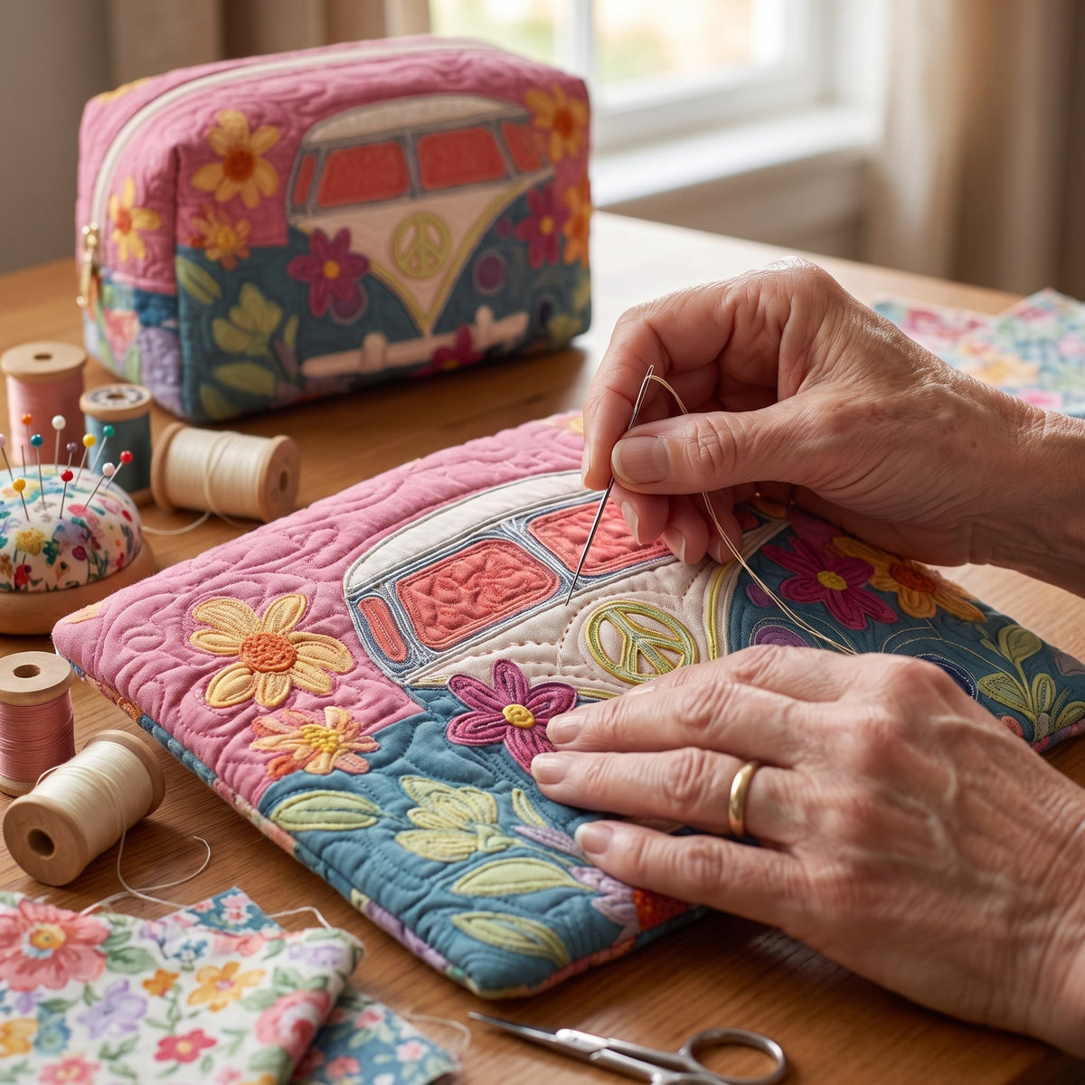retro bloemenreis gewatteerde make uptas
