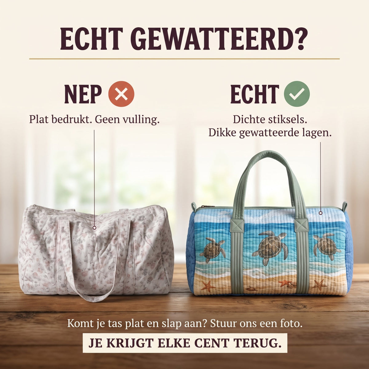 schildpadschattig gewatteerde weekendtas