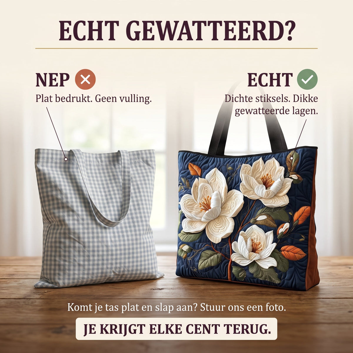 tere magnolia ambachtelijke gewatteerde tas