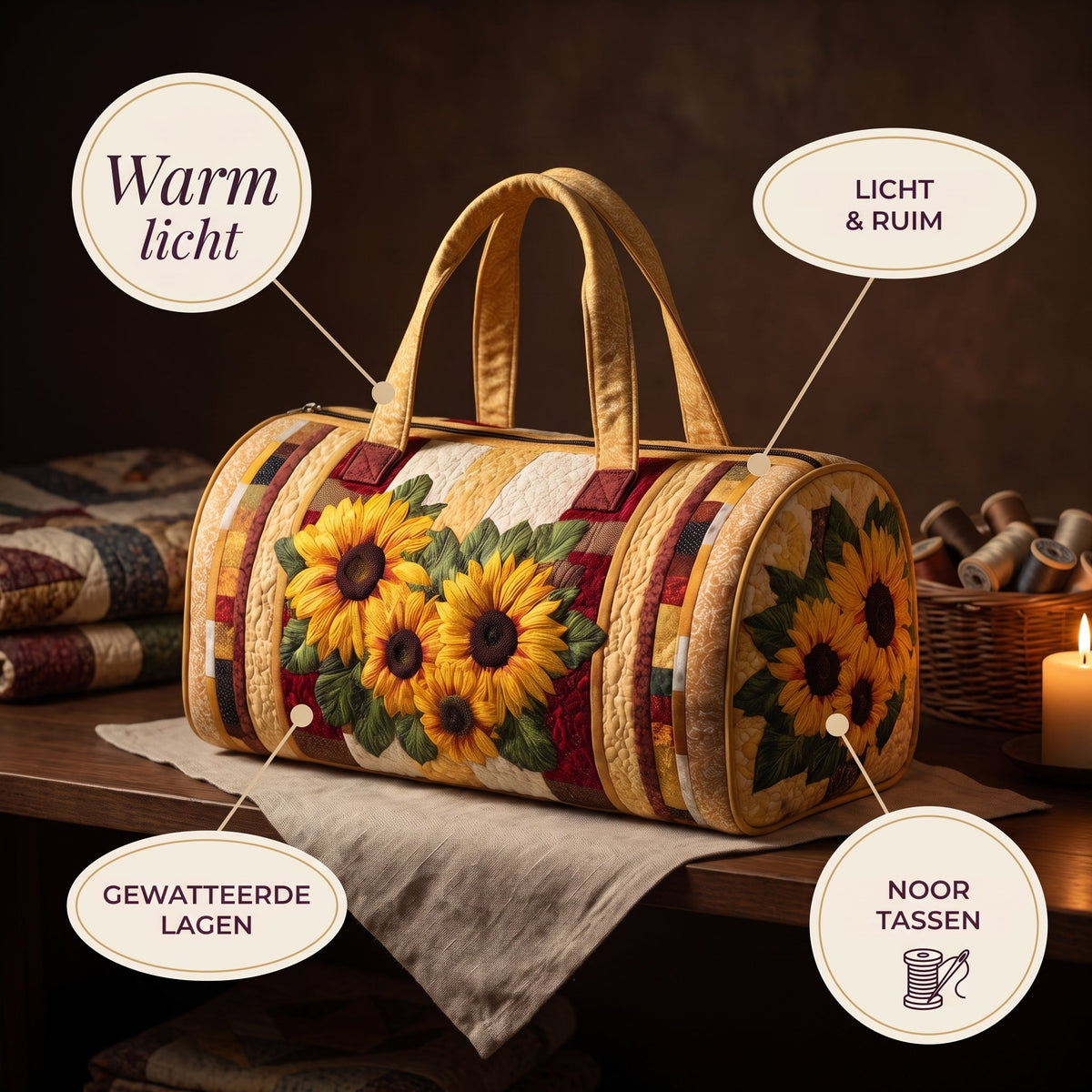 warm licht gewatteerde weekendtas